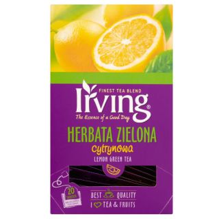 Herbata zielona IRVING Cytrynowa, aromatyzowa, torebki w kopertach 20 kopert