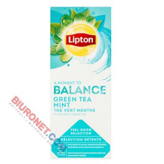 Herbata zielona Lipton Feel Good Selection Balance Green Tea, 25 torebek w kopertach zielona z miętą