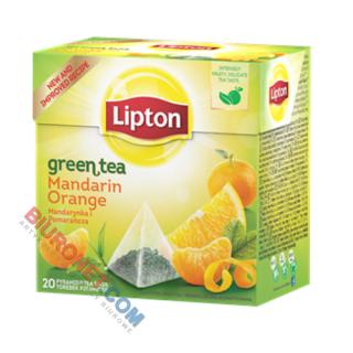 Herbata zielona Lipton Piramidka Green Tea, aromatyzowana, ekspresowa, 20 torebek Mandarynka - Pomarańcza