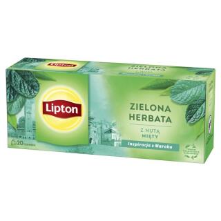 Herbata zielona Lipton z Nutą Mięty, aromatyzowana, torebki ze sznureczkami 20 torebek