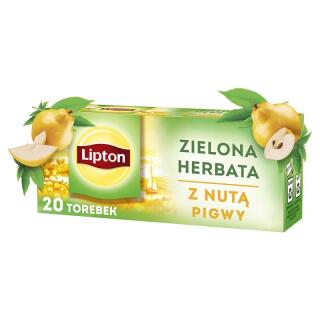 Herbata zielona Lipton z Nutą Pigwy, aromatyzowana, torebki ze sznureczkami 20 torebek