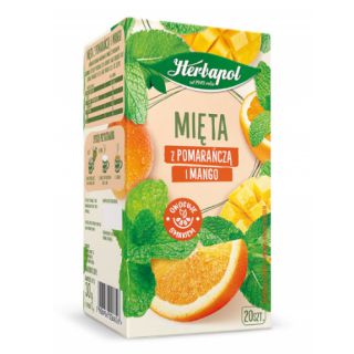 Herbata ziołowa Herbapol Zielnik Polski, 20 torebek bez sznureczków mięta z pomarańczą i mango