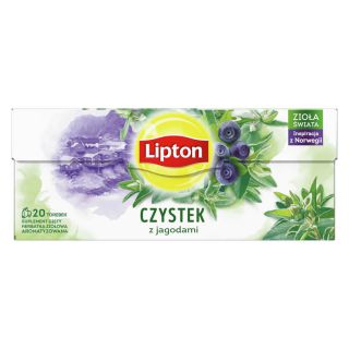 Herbata ziołowa Lipton, ekspresowa, 20 torebek czystek z jagodą