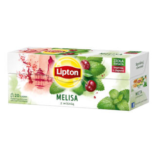 Herbata ziołowa Lipton Melisa z Wiśnią, torebki ze sznureczkami 20 torebek