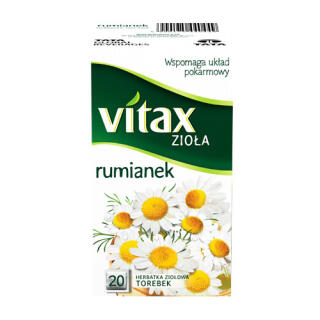 Herbata ziołowa Vitax Zioła Rumianek, torebki bez sznureczków 20 torebek