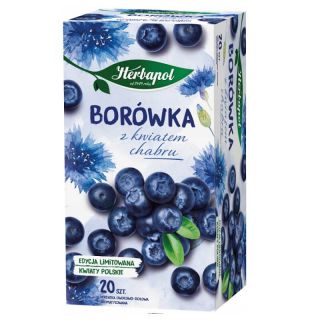Herbata ziołowo-owocowa Herbapol, 20 torebek bez sznureczków borówka z kwiatem chabru