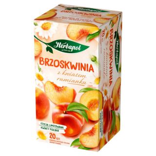 Herbata ziołowo-owocowa Herbapol, 20 torebek bez sznureczków brzoskwinia z kwiatem rumianku