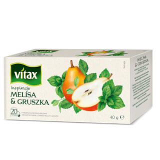 Herbata ziołowo owocowa Vitax Inspiracje Melisa & Gruszka, torebki ze sznureczkami 20 torebek