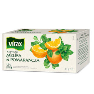 Herbata ziołowo owocowa Vitax Inspiracje Melisa & Pomarańcza, torebki ze sznureczkami 20 torebek