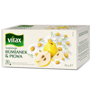 Herbata ziołowo owocowa Vitax Inspiracje Rumianek & Pigwa, torebki ze sznureczkami 20 torebek