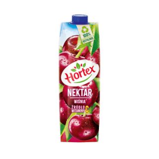 Hortex Wiśnia 1L, owocowy nektar w kartonie 1 sztuka