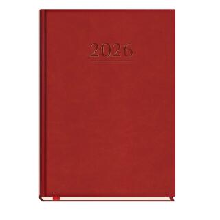 Kalendarz książkowy 2026 Michalczyk i Prokop Popularny T-209V, format A5, rozkład tygodniowy, registry drukowane czerwona okładka