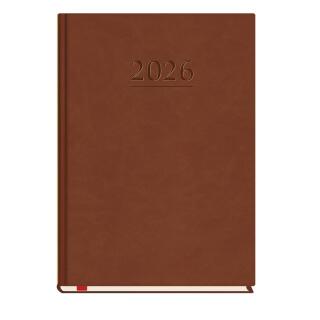 Kalendarz książkowy 2026 Michalczyk i Prokop Popularny T-209V, format A5, rozkład tygodniowy, registry drukowane brązowa okładka