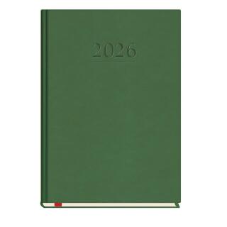 Kalendarz książkowy 2026 Michalczyk i Prokop Popularny T-209V, format A5, rozkład tygodniowy, registry drukowane zielona okładka
