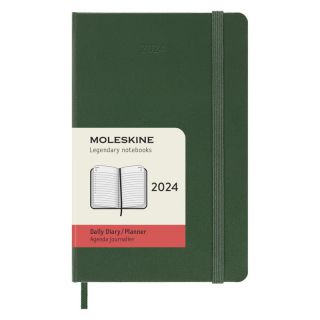 Kalendarz książkowy dzienny planner MOLESKINE na rok 2024, twarda oprawa, rozmiar P zielony