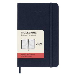 Kalendarz książkowy dzienny planner MOLESKINE na rok 2024, twarda oprawa, rozmiar P granatowy