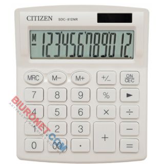 Kalkulator biurowy Citizen SDC-812 NR, wyświetlacz 12 cyfr, kolorowa obudowa biały