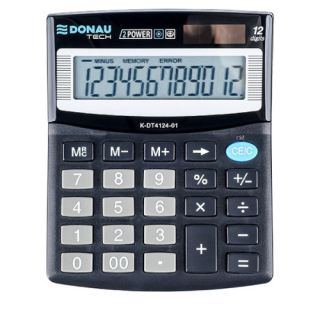 Kalkulator biurowy Donau Tech, 100x124 mm, wyświetlacz 12 cyfr czarny