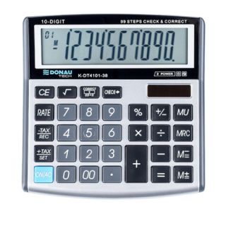 Kalkulator biurowy Donau Tech DT4101-38, 134x136 mm, wyświetlacz 10 cyfr srebrny