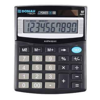 Kalkulator biurowy Donau Tech DT4102-01, 100x142 mm, wyświetlacz 10 cyfr czarny
