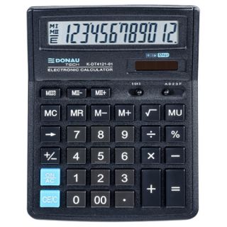 Kalkulator biurowy Donau Tech DT4121-01, 142x193 mm, wyświetlacz 12 cyfr czarny