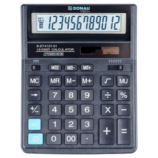 Kalkulator biurowy Donau Tech DT4127-01, duży 203x158 mm, wyświetlacz 12 cyfr czarny