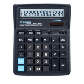 Kalkulator biurowy Donau Tech DT4141-01, 143x190 mm, wyświetlacz 14 cyfr czarny
