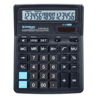 Kalkulator biurowy Donau Tech DT4161-01, 193x142 mm, duży wyświetlacz 16 cyfr czarny