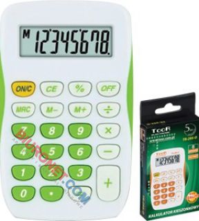 Kalkulator kieszonkowy Toor TR-295, 90 x 55 mm, wyświetlacz 8 cyfr zielony