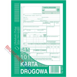 Karta drogowa SM/101 samochód osobowy A5, 80 kartek, offsetowy druk Michalczyk i Prokop 802-3 80 kartek