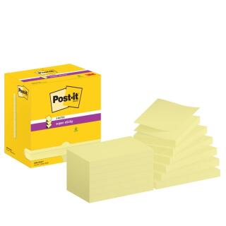 Karteczki harmonijkowe Post-it Super Sticky Z-Notes 76 x 127 mm, żółte bloczki 12 x 90 kartek