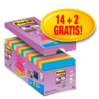 Karteczki harmonijkowe Post-it Super Sticky Z-Notes 76 x 76 mm, 4 kolory bloczków 16 x 90 kartek