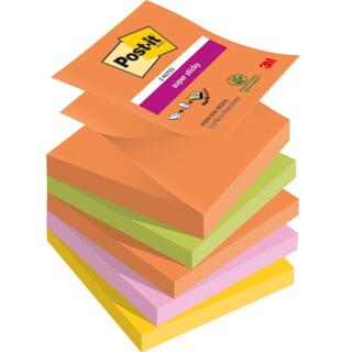 Karteczki harmonijkowe Post-it Super Sticky Z-Notes 76 x 76 mm, kolekcja Boost, 4 kolory 5 x 90 kartek