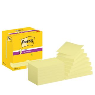 Karteczki harmonijkowe Post-it Super Sticky Z-Notes Boost 76x127 mm, zestaw bloczków
 12 x 90 kartek