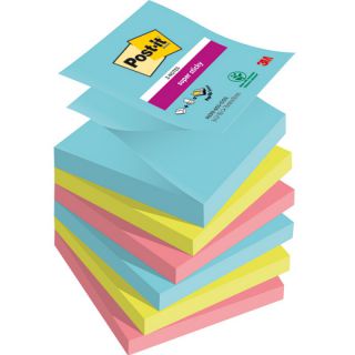 Karteczki harmonijkowe Post-it Super Sticky Z-Notes Cosmic, komplet bloczków 6 x 90 kartek