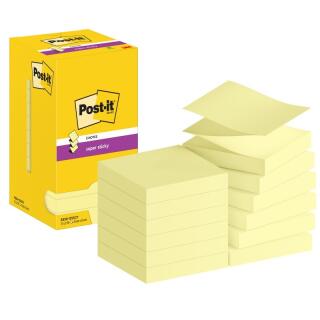 Karteczki harmonijkowe Post-it Supert Sticky Z-Notes 76 x 76 mm, żółte 12 x 90 kartek