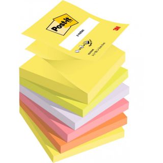 Karteczki harmonijkowe Post-it Z-Notes 76x76 mm, zestaw kolorowych bloczków neonowych 6 x 100 kartek