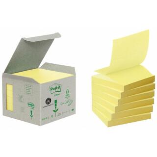 Karteczki harmonijkowe Post-it Z-Notes Ekologiczne 76 x 76 mm, żółte bloczki 6 x 100 kartek