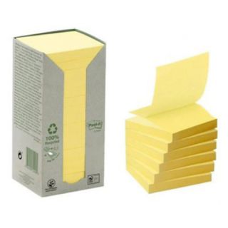 Karteczki harmonijkowe Post-it Z-Notes Ekologiczne 76x76 mm, zestaw żółtych bloczków 16 x 100 kartek