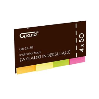 Karteczki indeksujące Grand 20 x 50 mm, papierowe zakładki,  4 x 50 zakładek