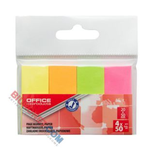 Karteczki indeksujące Office Products 20 x 50 mm, papierowe zakładki, 200 sztuk, zawieszka
 neonowe