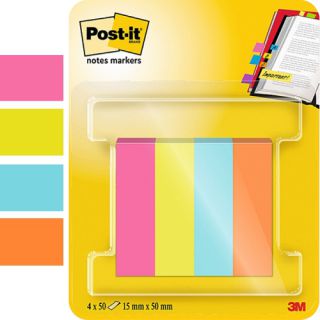 Karteczki indeksujące Post-it 12,7 x 44,4 mm, papierowe zakładki, 200 sztuk
670-4POPEU 4 kolory