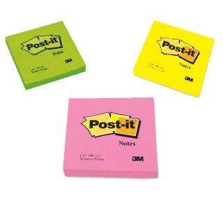 Karteczki Post-it 76x76 mm, neonowy bloczek 100 kartek żółty