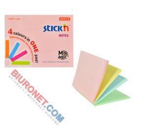 Karteczki przylepne 76 x 101 mm, Stick'n Magic Pads,100 kartek w czterech kolorach mix pastel