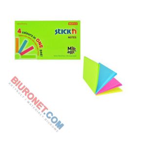 Karteczki przylepne 76 x 127 mm, Stick'n Magic Pads,100 kartek w czterech kolorach mix neon