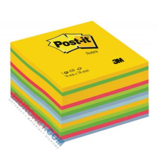 Karteczki przylepne Post-it, 76 x 76 mm, kostka 6 kolorów mix neonowe i pastelowe