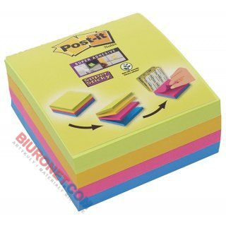 Karteczki przylepne Post-it, Super Sticky 76 x 76 mm, Multi-kostka 4 kolory mix kolorów