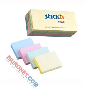 Karteczki przylepne Stick'n, 38 x 51 mm, 12 bloczków po 100 kartek mix 4 x pastel