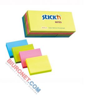 Karteczki przylepne Stick'n, 38 x 51 mm, 12 bloczków po 100 kartek mix 4 x neon