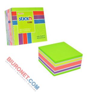 Karteczki przylepne Stick'n, 76 x 76 mm, kostka 400 kartek, mix kolorów zielony mix neon